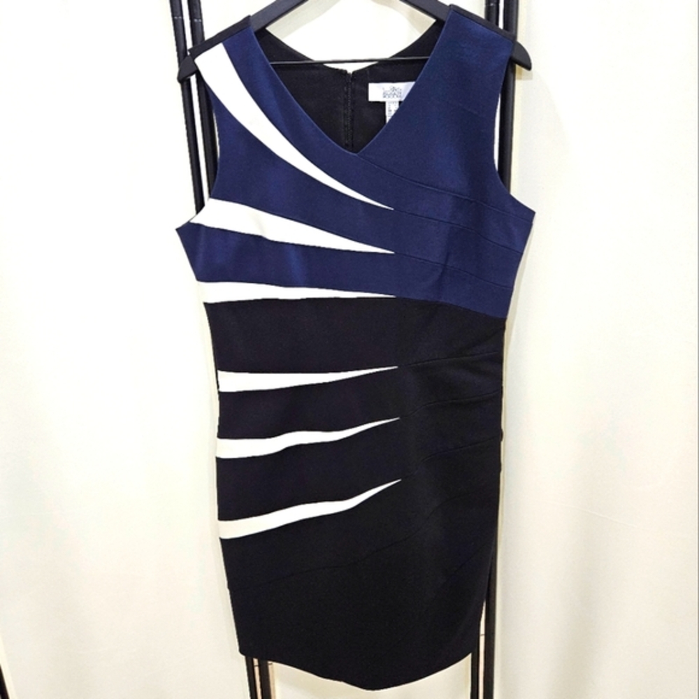 Belle by Badgley Mischka multicolor sleeveless fitted sheath dress colorblock 14